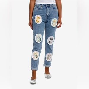 Hot Topic Cat Portrait Bow Mom Jeans Size 9